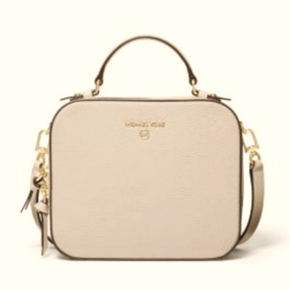 Michael Kors Jet Set Medium Crossbody Bag Pebbled Leather Pink Hand Bag Purse